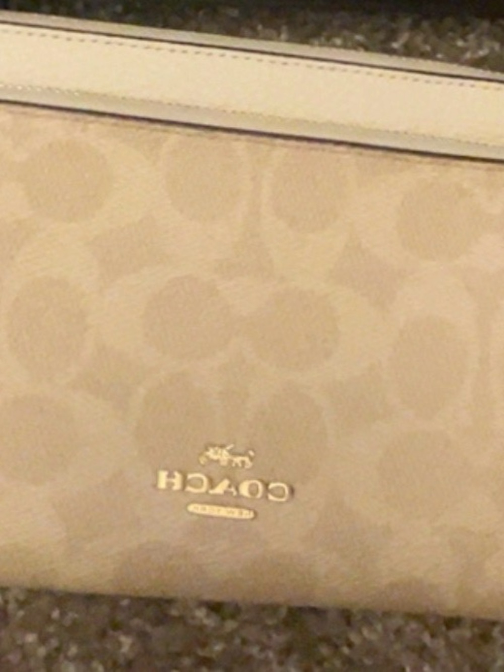 Coach Beige Signature Small Wallet with Gold Logo